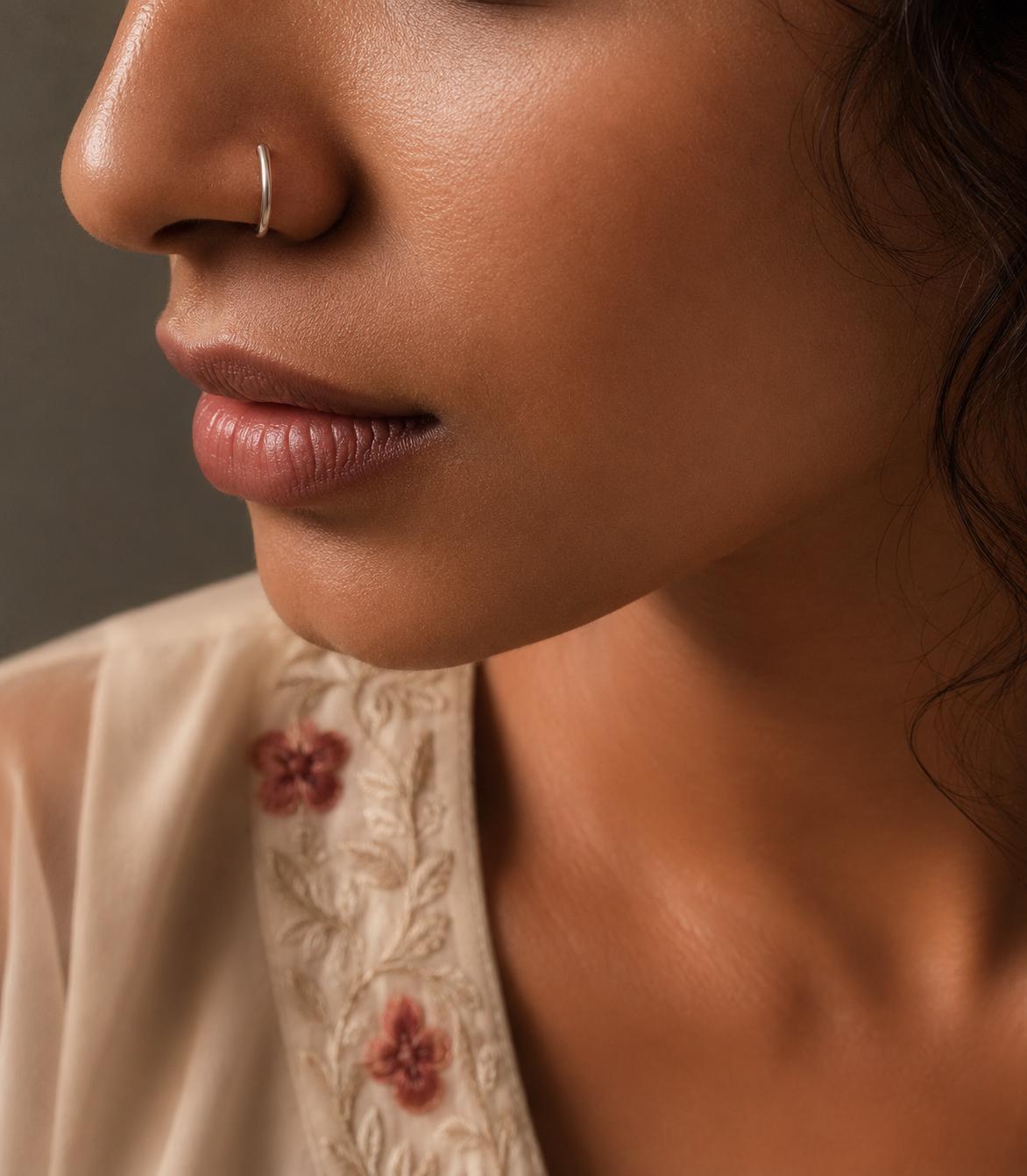 925 Sterling Silver Plain Open Hoop Nose Ring - Image 2